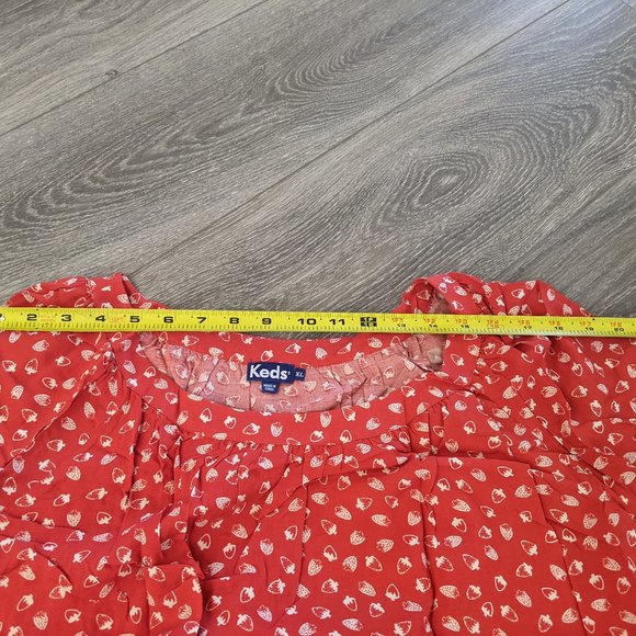 Keds Women's Blouse Top Short-sleeve Strawberry Print - Picture 2 of 9